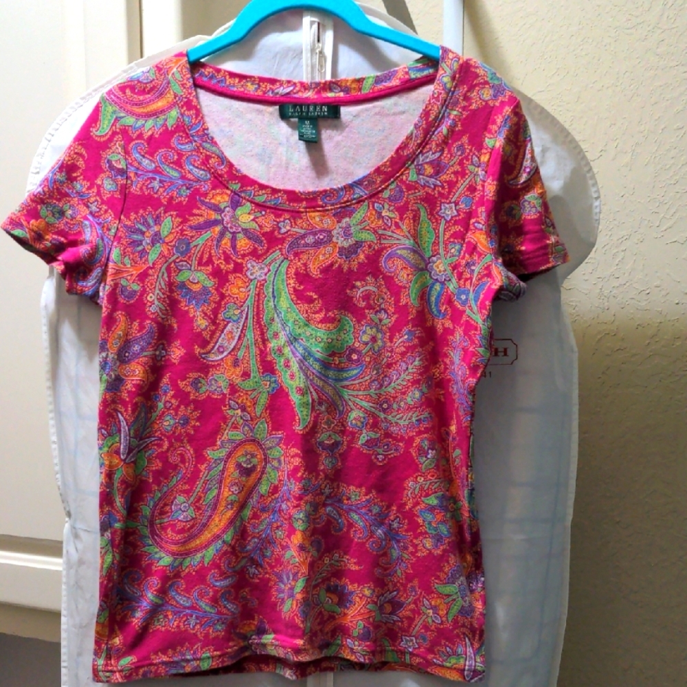 Ralph Lauren Pink Paisley Women's Top, Medium